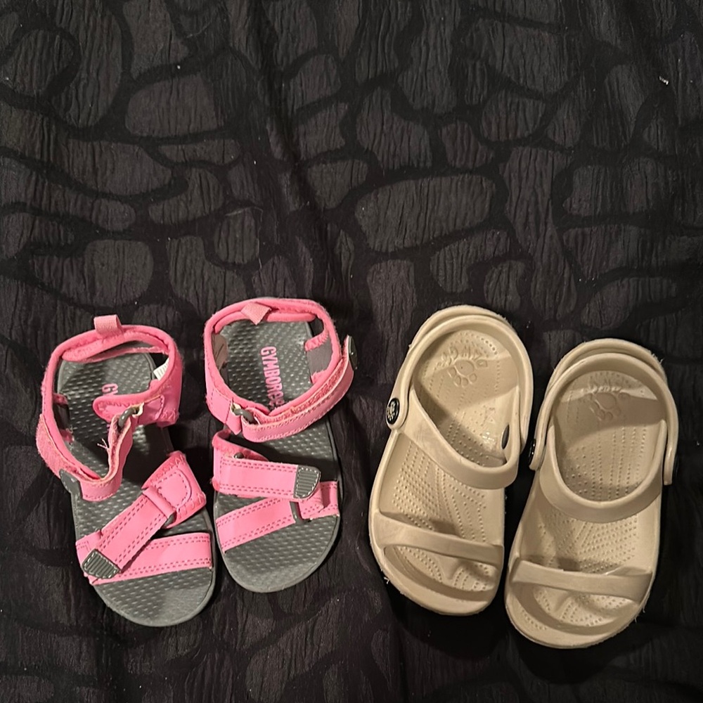 Gymboree Pink Sandals and Beige Crocs